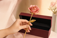 24K Gold Dipped Rose in Luxury Box - Rose Pink Gold Rose with gift box closed