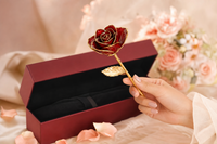 24K Gold Dipped Rose in Luxury Box - Red Gold Rose with gift box closed